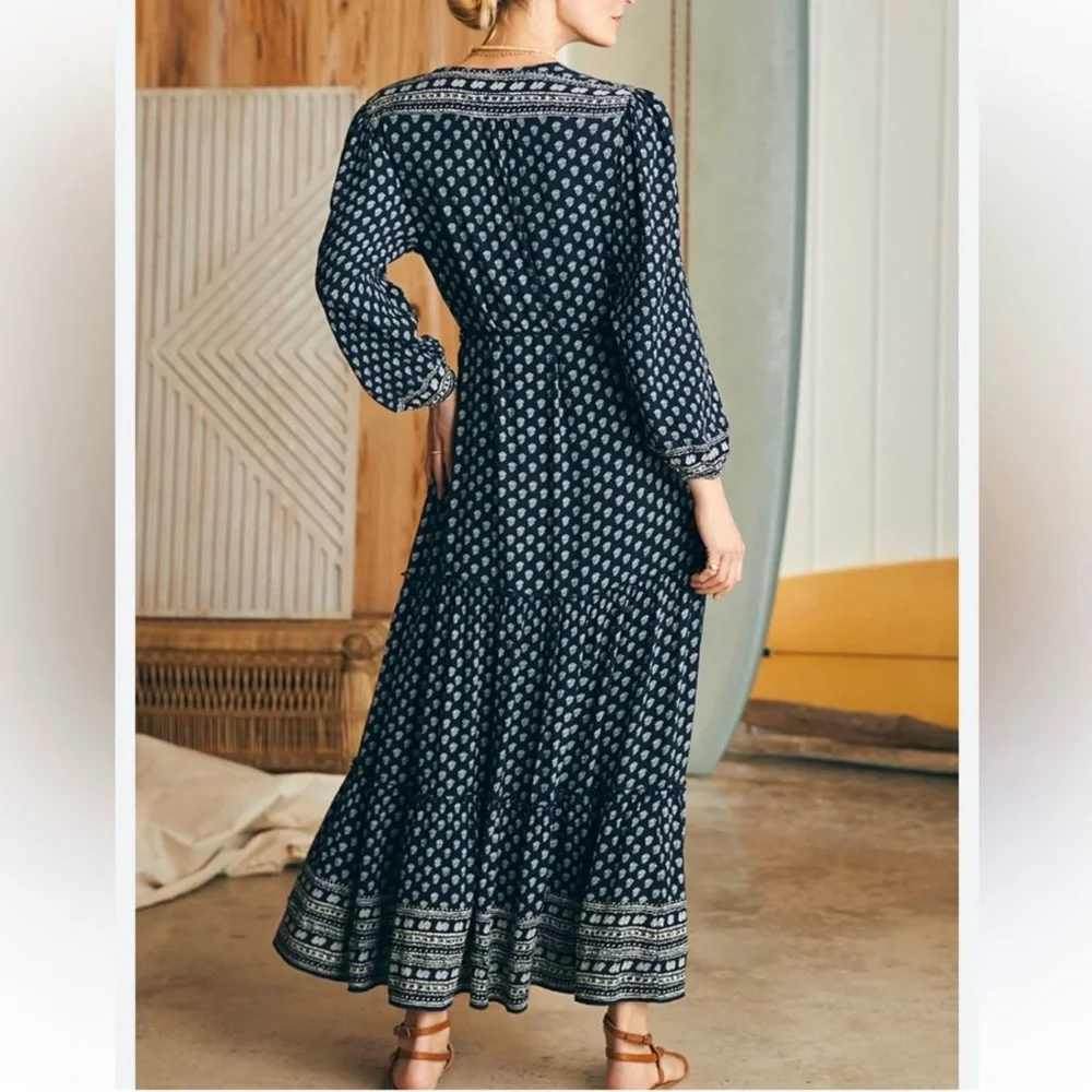 Faherty | Orinda Short Sleeve Maxi Dress in Lotus Floral Print - XXS - Picture 3 of 10